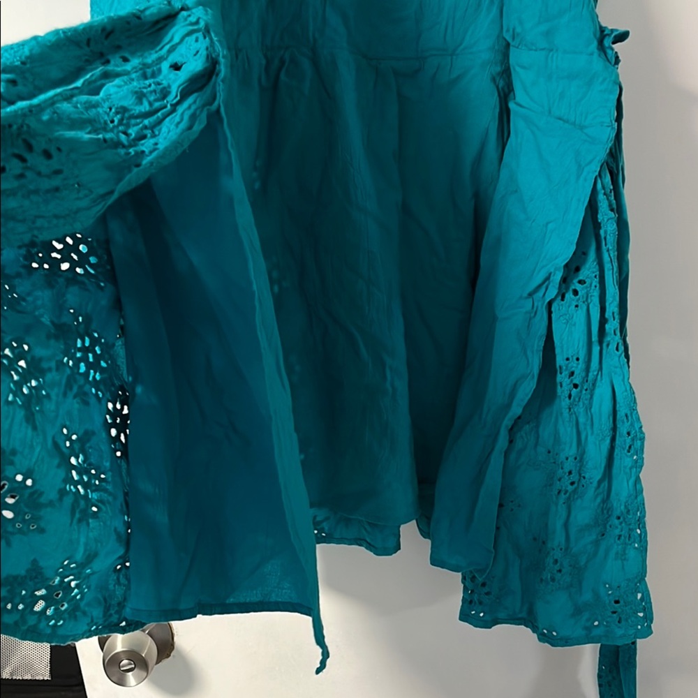 Blue Ruffled Wrap Sundress - Picture 8 of 9